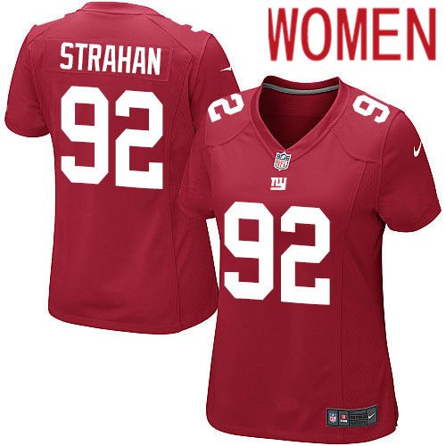 Women New York Giants #92 Michael Strahan Nike Red Game NFL Jersey->customized nfl jersey->Custom Jersey